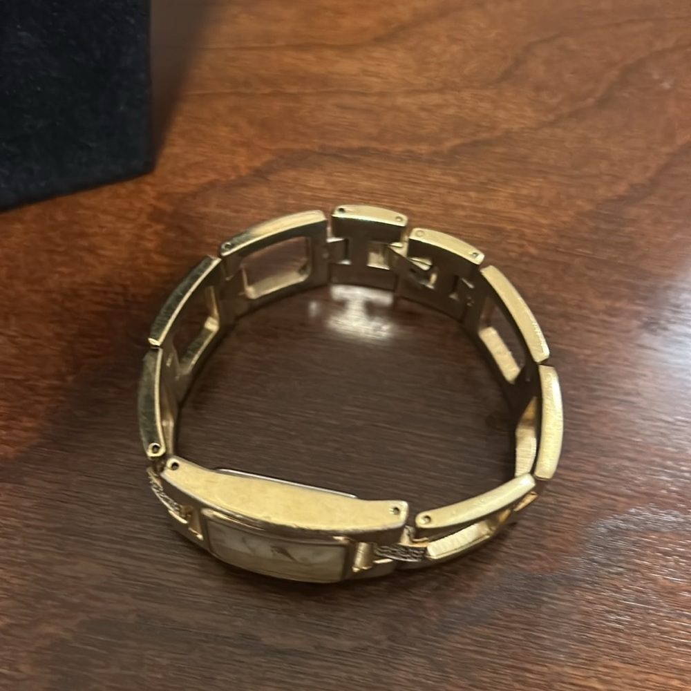 Gold Tone Rectangular Face Watch - Picture 5 of 9